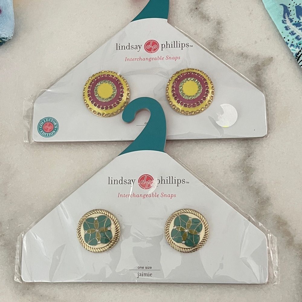 Lindsay Phillips interchangeable Snaps Jamie (Teal) Reva  (Yellow)
